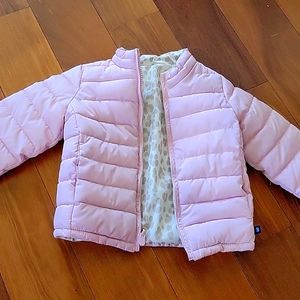 🌴Reversible Baby Gap baby Pink Puffer jacket with cheetah/leopard/animal print